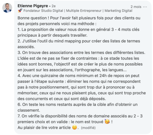 Message de Etienne Pigeyre